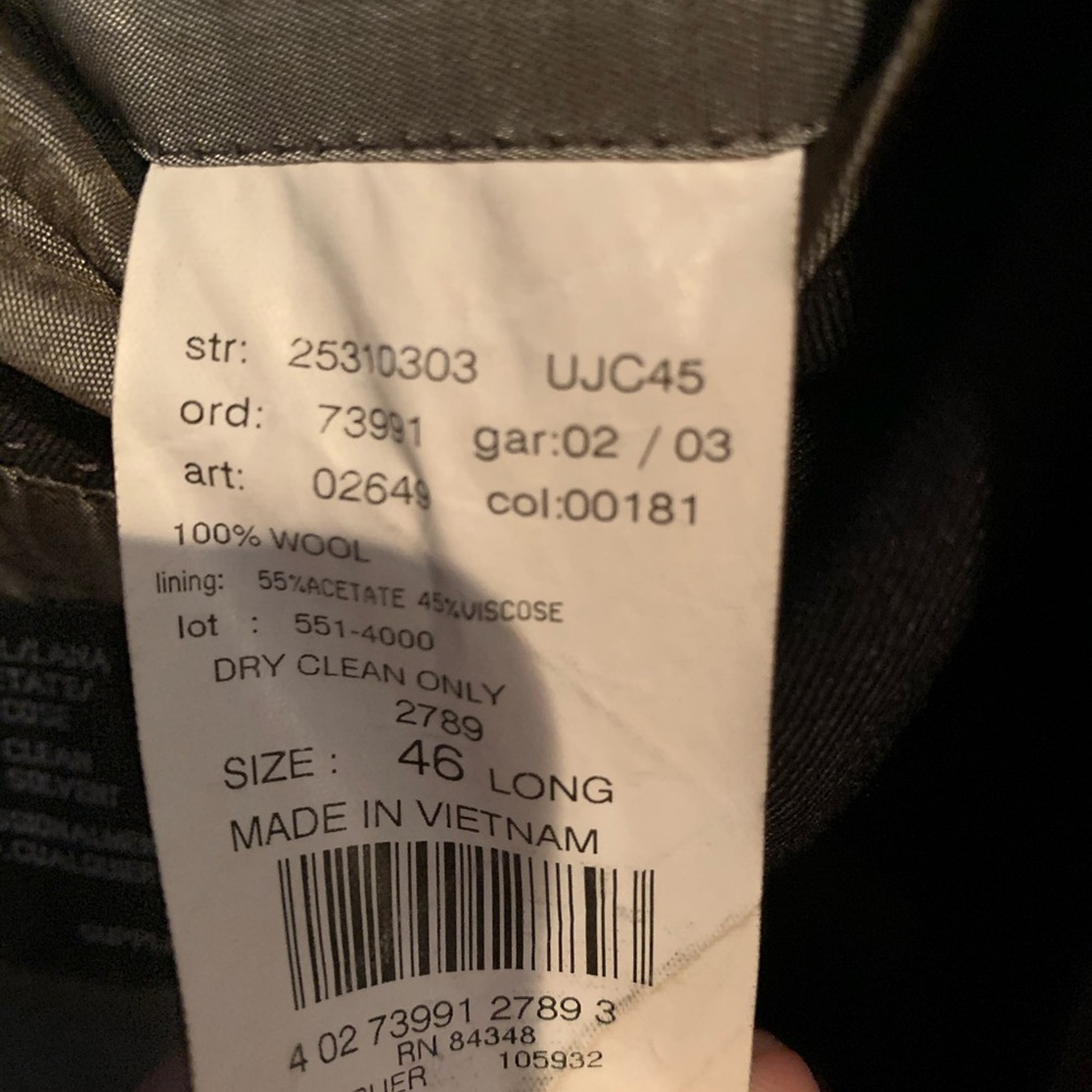 JF J. Ferrar Navy Suit 46L Blazer 41 Waist - Picture 6 of 8